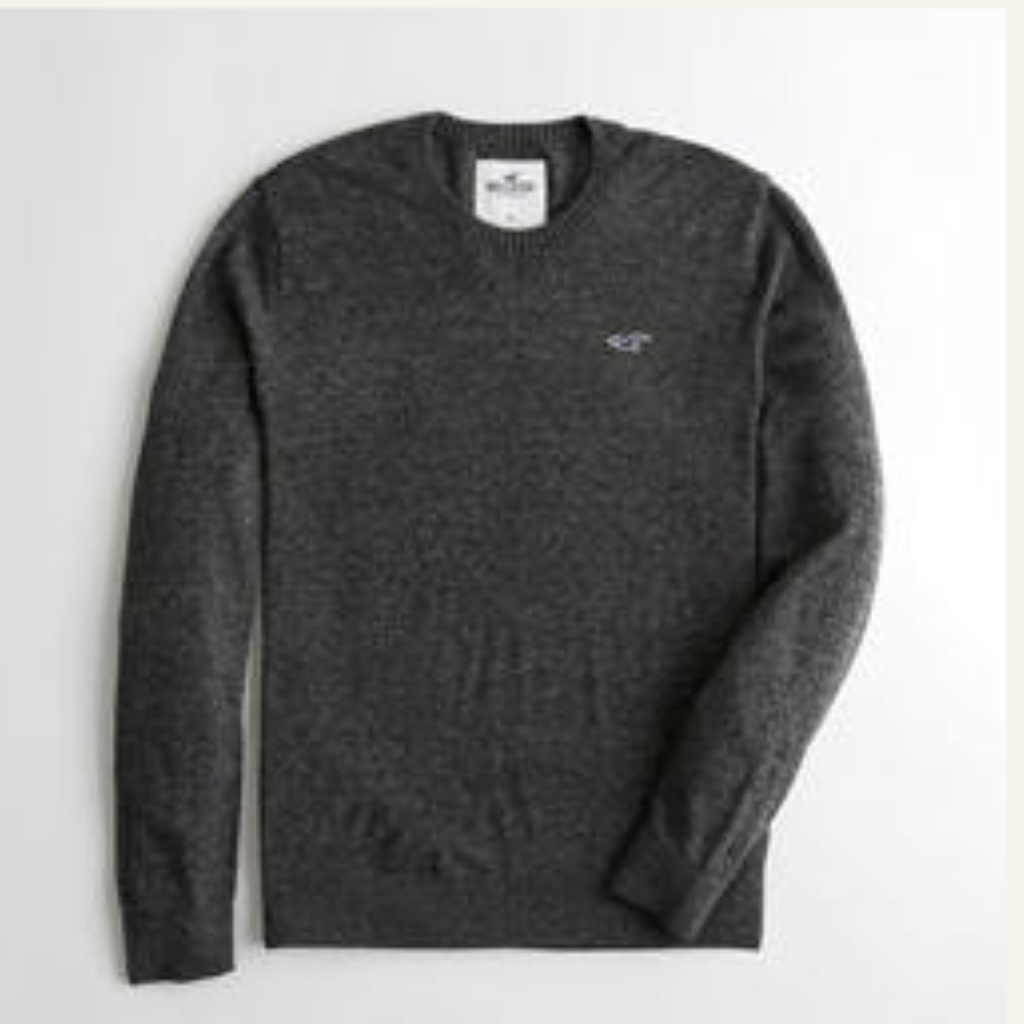 New Hollister Men Lightweight Crewneck Sweater Dark Heather Grey $39.95